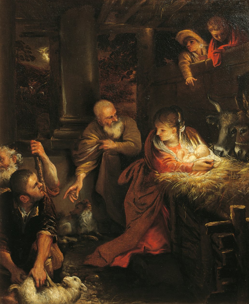 Adoração dos Pastores (óleo sobre tela)finlandês tekijältä Annibale (attr. to) Carracci