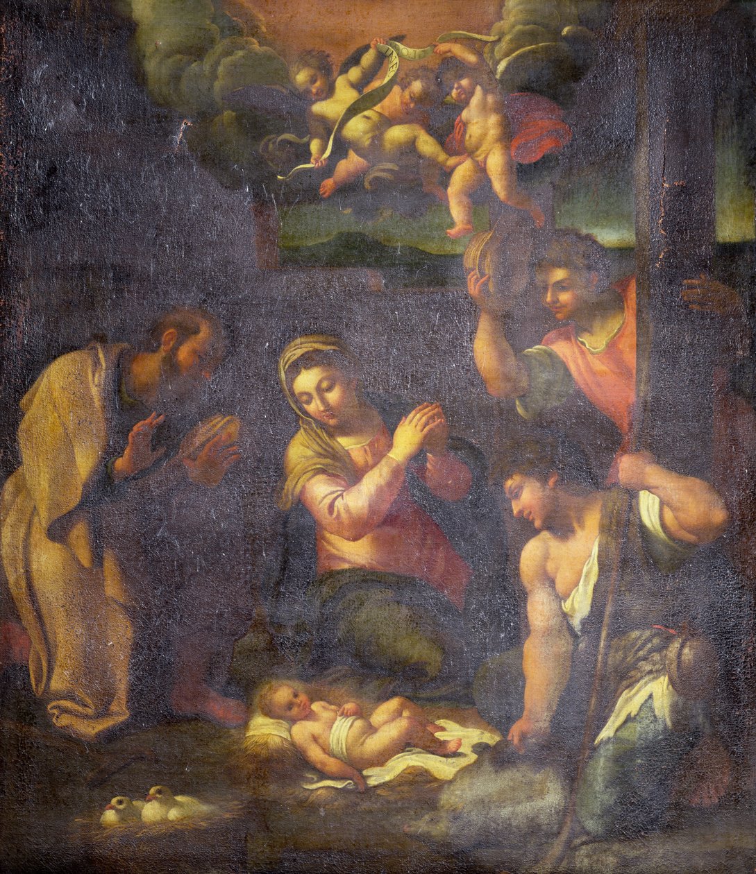 Paimenten palvonta (öljy kankaalle) tekijältä Annibale (follower of) Carracci