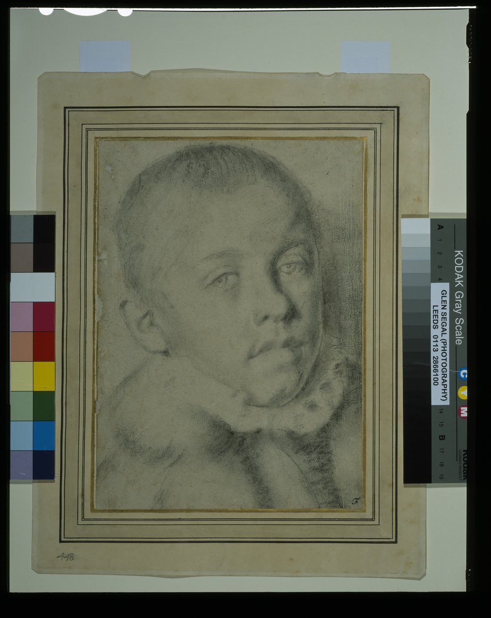 Nuoren pojan muotokuva (musta liitu ja hiili paperilla) tekijältä Annibale (follower of) Carracci