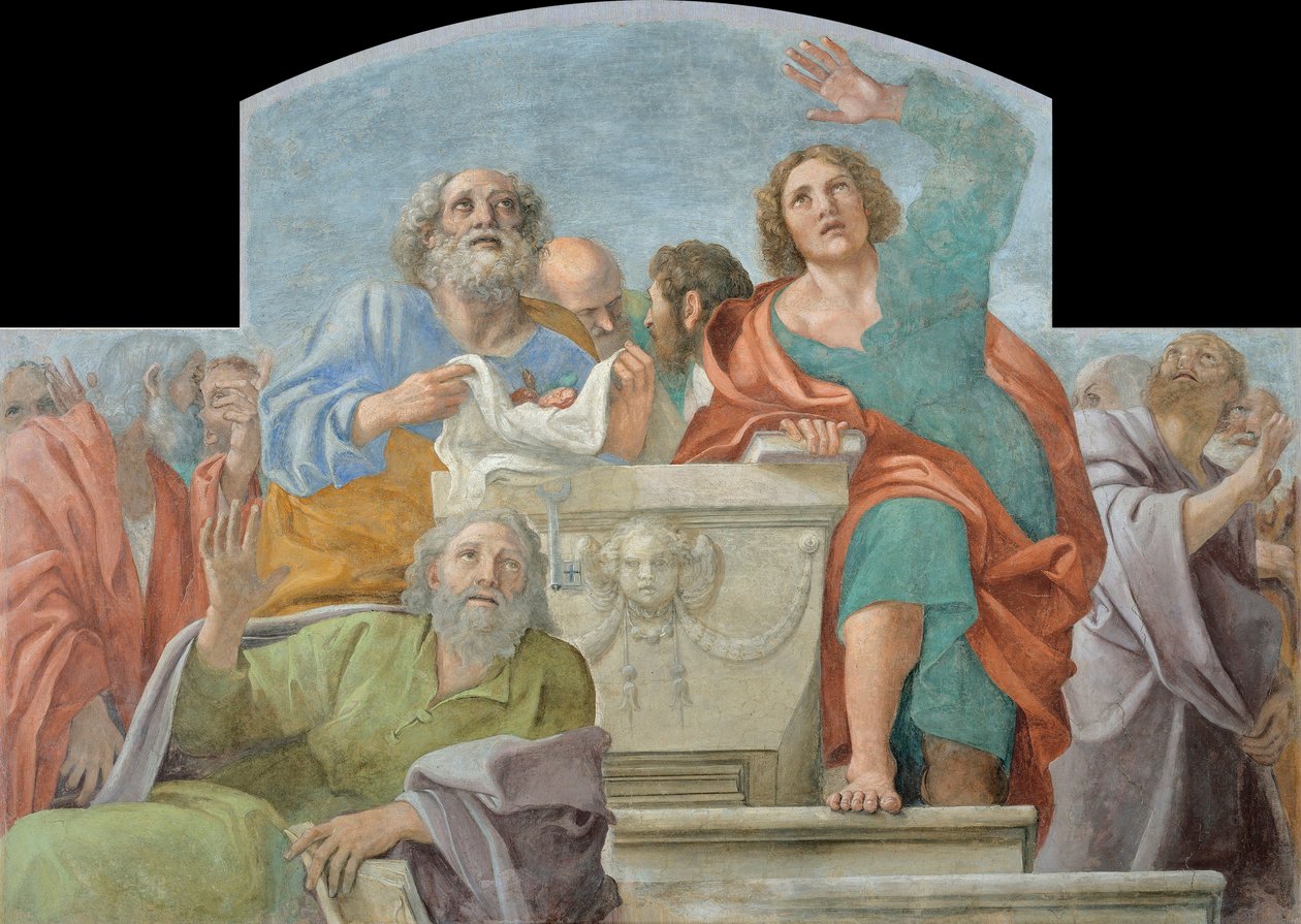 Apotres pres du sepulcre vide - Annibale Carracci (1560-1609) Apostolit tyhjän haudan ympärillä Fresco 1604-1607 Museu Nacional d