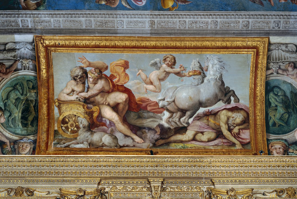 Aurora sieppaa Cephaluksen, yksityiskohdan gallerian holvista, 1597-1604 tekijältä Annibale Carracci