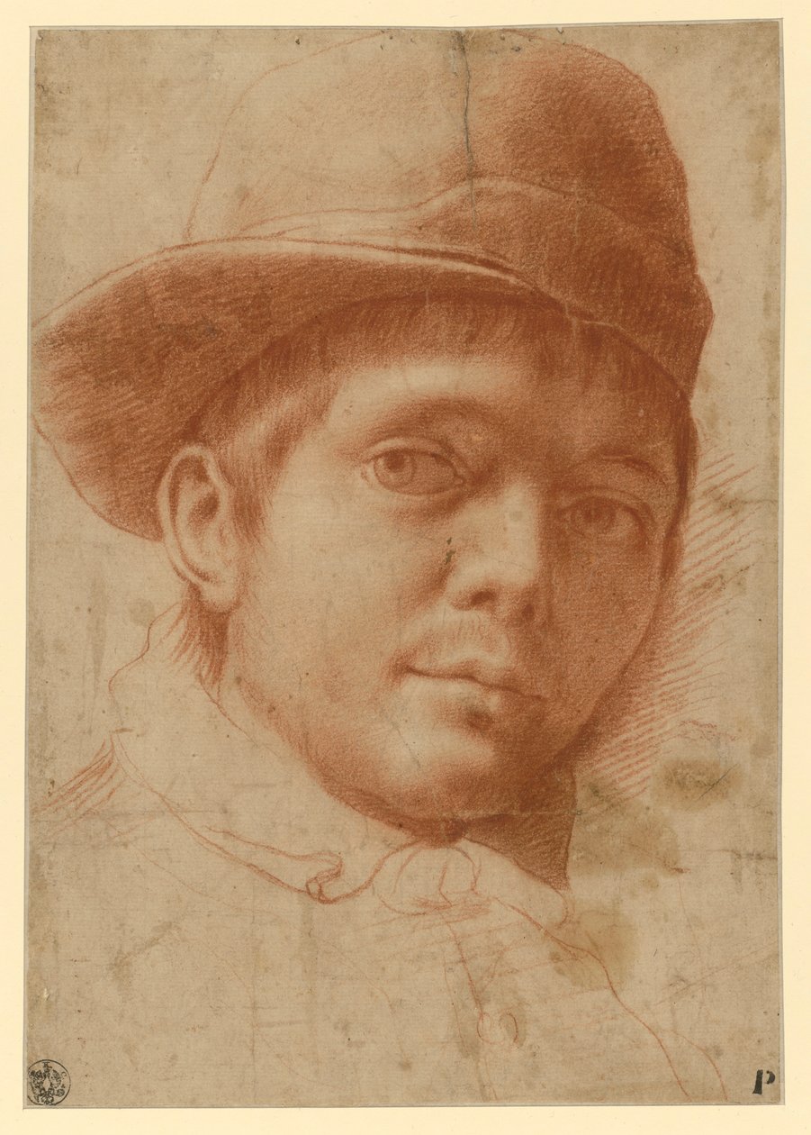 Nuoren miehen muotokuva, jolla on lippalakki tekijältä Annibale Carracci