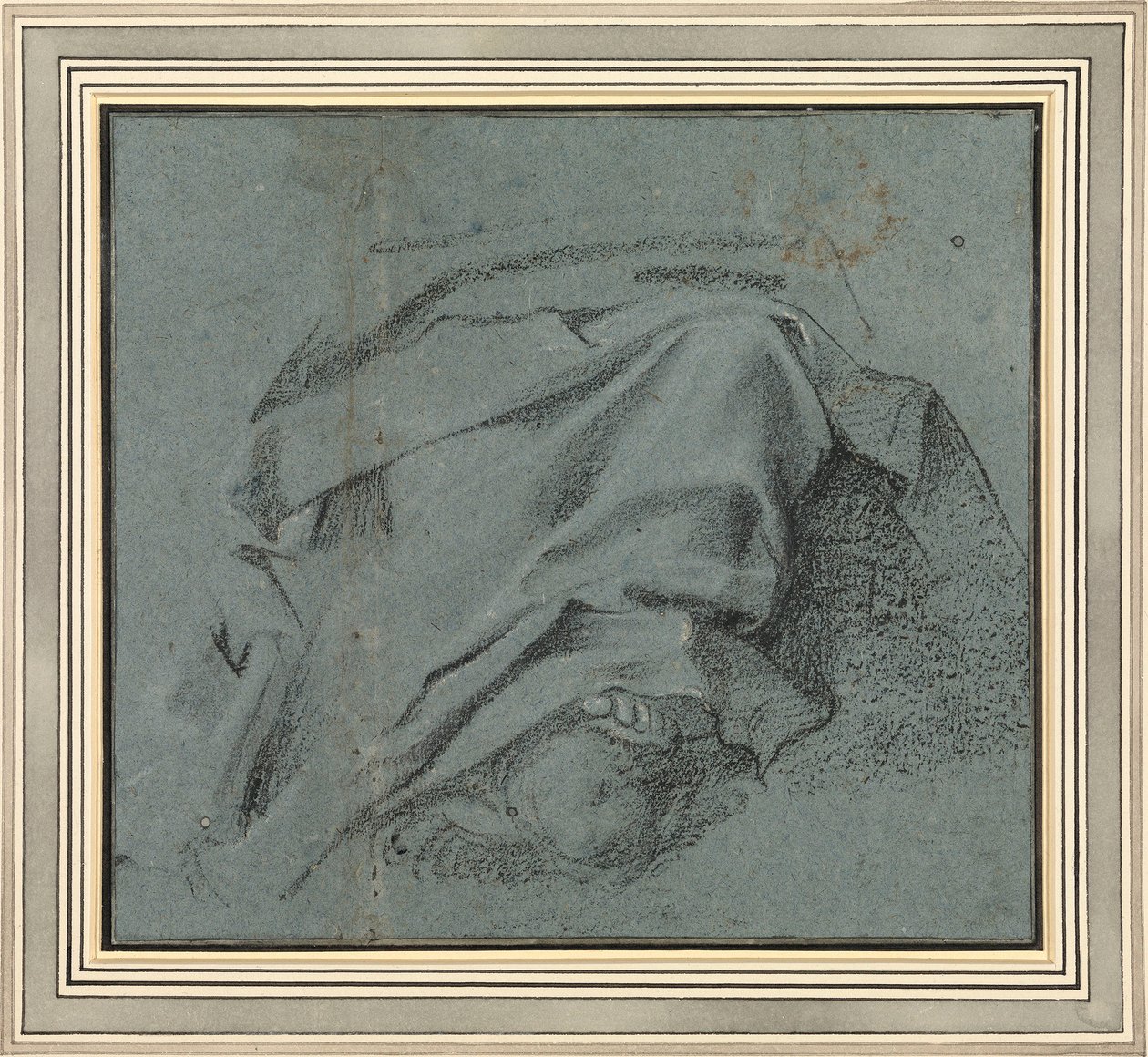 Carracci - Neitsyt Marian taivaaseen -alttaritaulun Neitsyt Marian taivaaseen -alttaritaulun jalkojen yli ulottuvan verhon luonnos, S.Maria del Popolo, RCIN 902108. tekijältä Annibale Carracci
