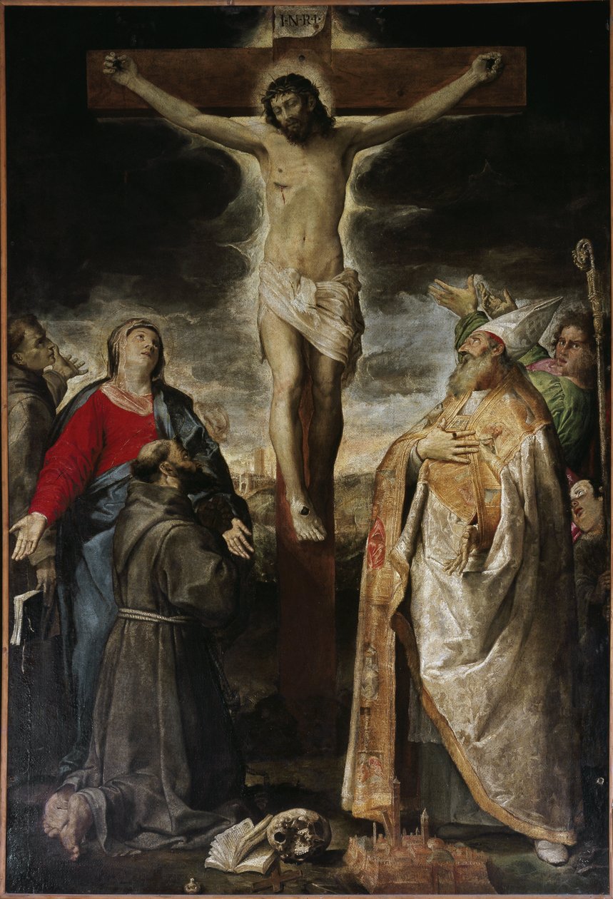 Ristiinnaulitseminen ja pyhät (öljy kankaalle tekijältä Annibale Carracci