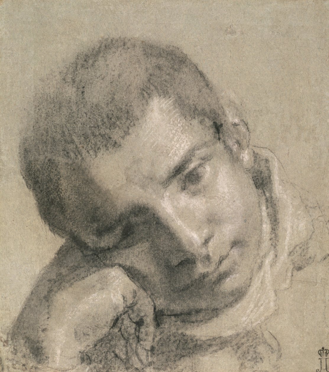 Nuoren pää (hiili ja valkoinen liitu) tekijältä Annibale Carracci
