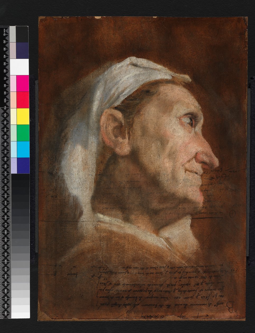 Vanhan naisen pää, n. 1590 tekijältä Annibale Carracci