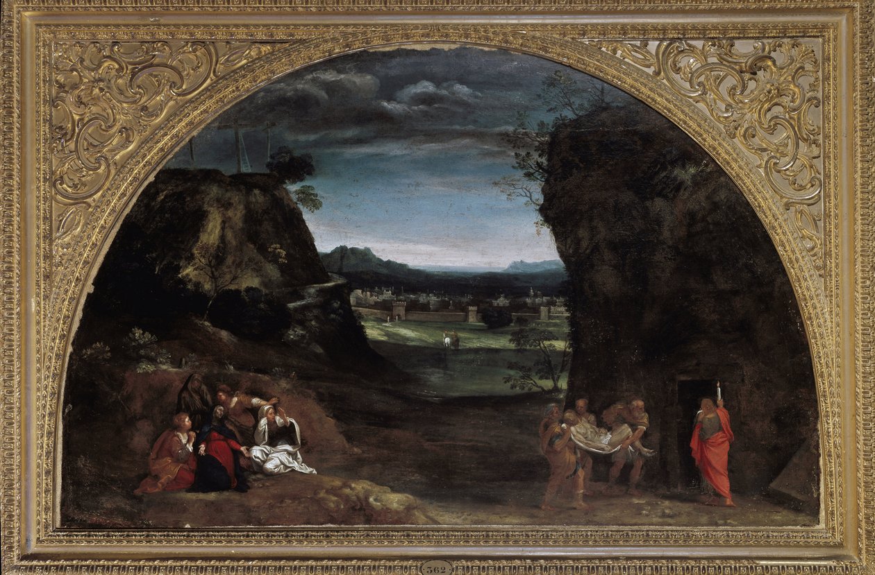 Maisema pinnoituksella (öljy kankaalle, n. 1604) tekijältä Annibale Carracci