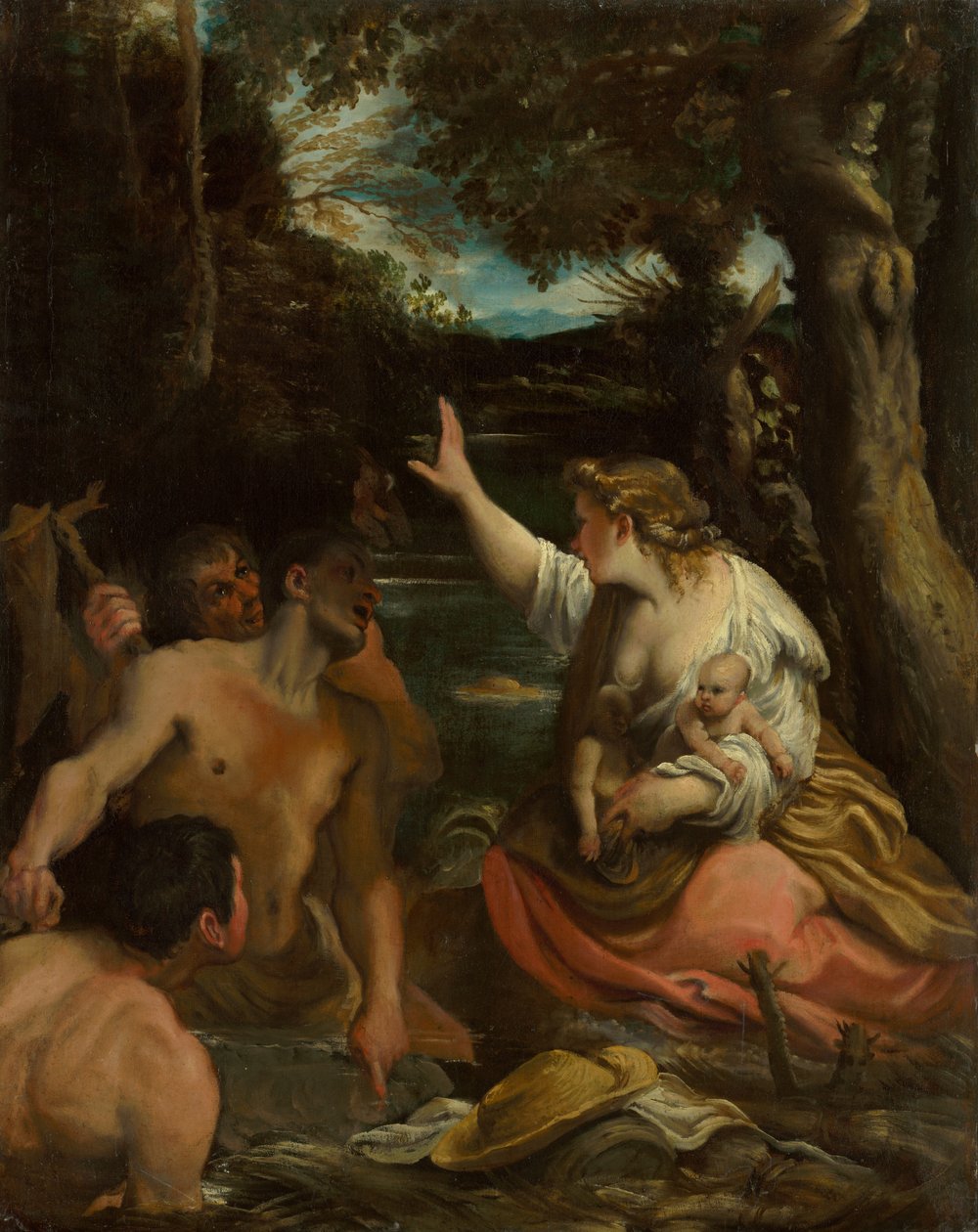 Latona ja Lyykialaiset talonpojat Latona suojelee lapsiaan, 1585. tekijältä Annibale Carracci
