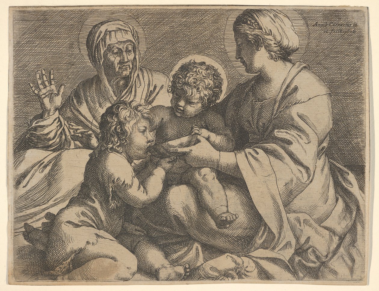 Madonna ja lapsi pyhien Elisabetin ja Johannes Kastajan kanssa Madonna della Scodella,..., 1606. tekijältä Annibale Carracci