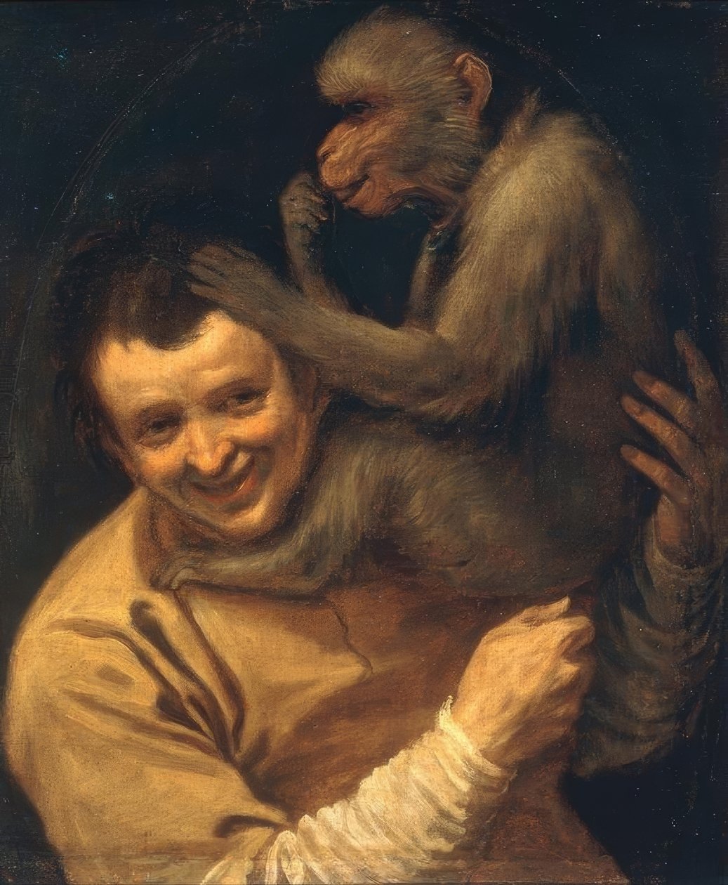 Mann mit lausendem Affen tekijältä Annibale Carracci