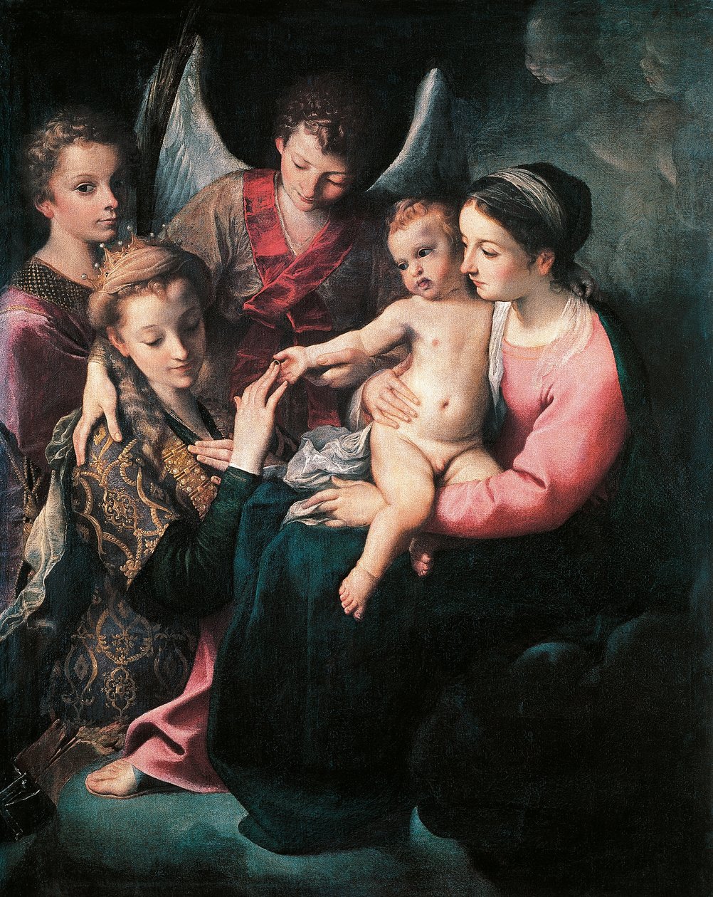 Pyhän Katariinan mystinen häät, Annibale Carracci (1560-1609), öljy kankaalle tekijältä Annibale Carracci