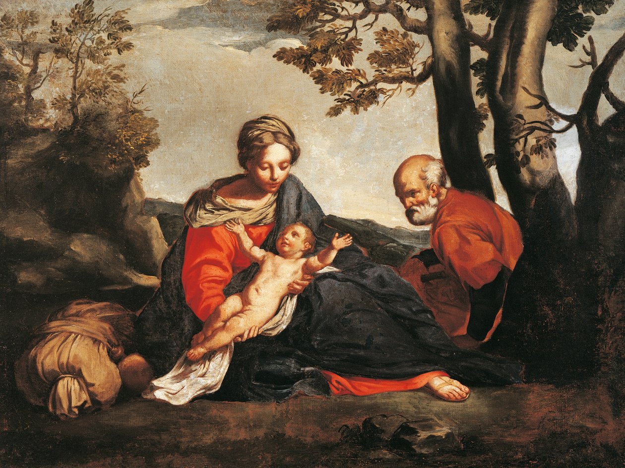 Lepää lennossa Egyptiin (öljy kankaalle) tekijältä Annibale Carracci