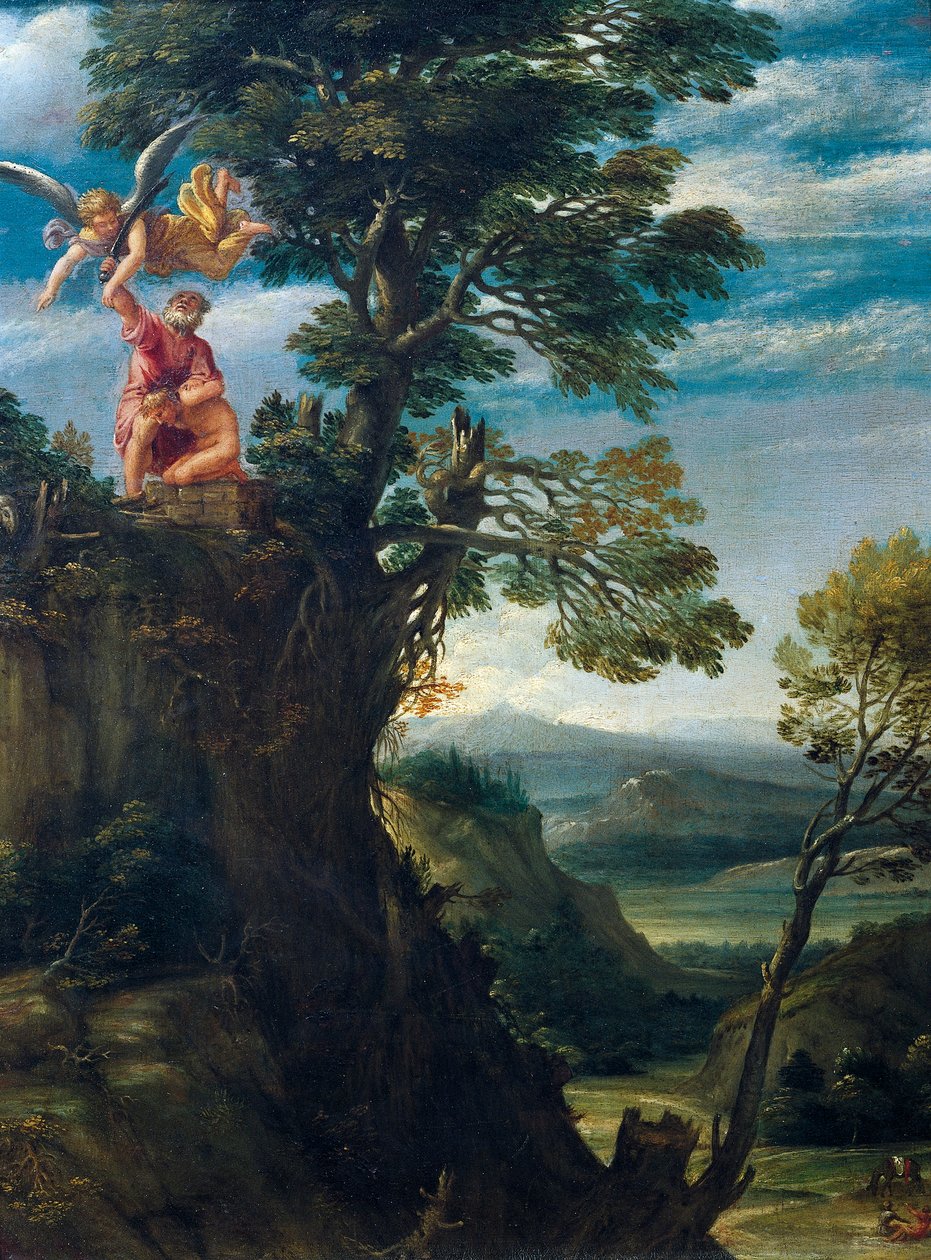 Annibale Carraccin (1560-1609) Iisakin uhri, öljy kankaalle, 45x34 cm tekijältä Annibale Carracci