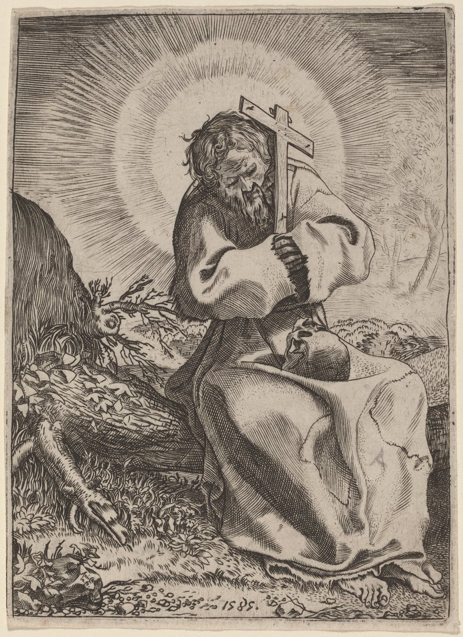 Pyhä Franciscus Assisilainen tekijältä Annibale Carracci