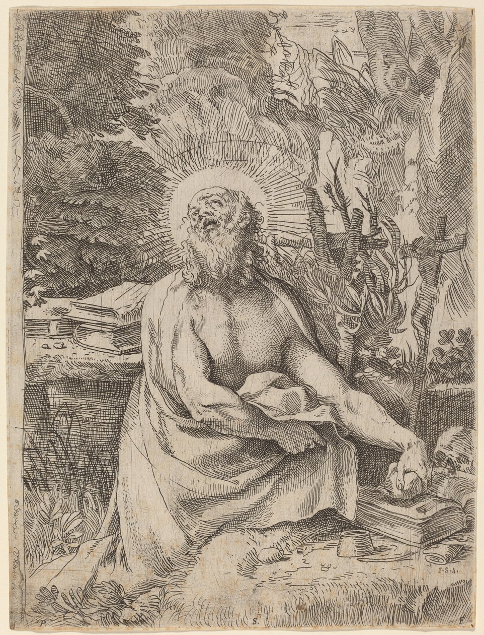Pyhä Hieronymus erämaassa tekijältä Annibale Carracci