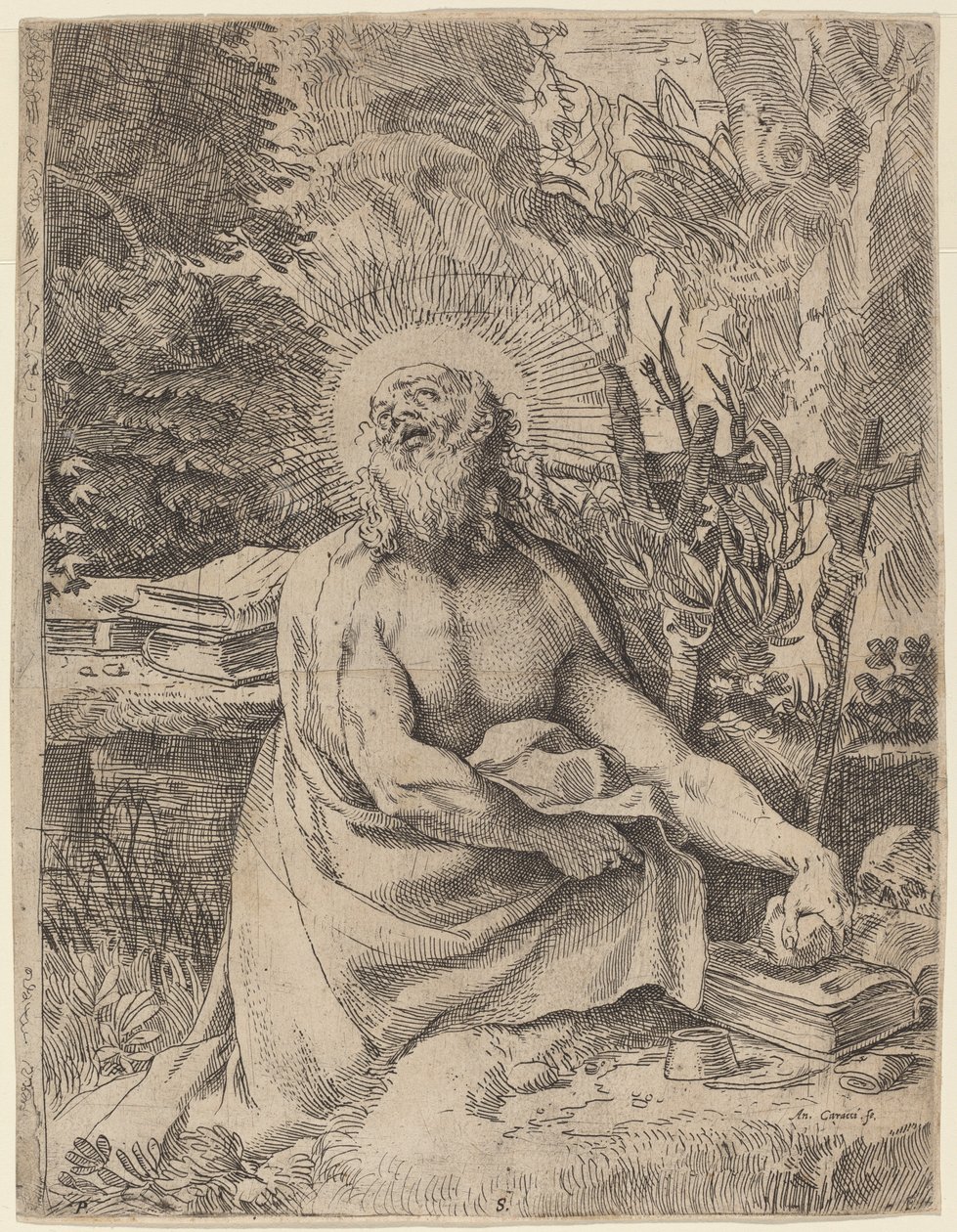 Pyhä Hieronymus erämaassa tekijältä Annibale Carracci
