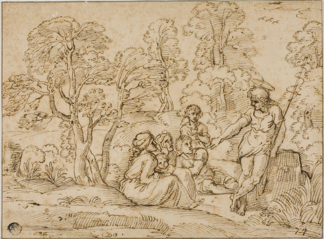 Johannes Kastajan saarnaaminen tekijältä Annibale Carracci
