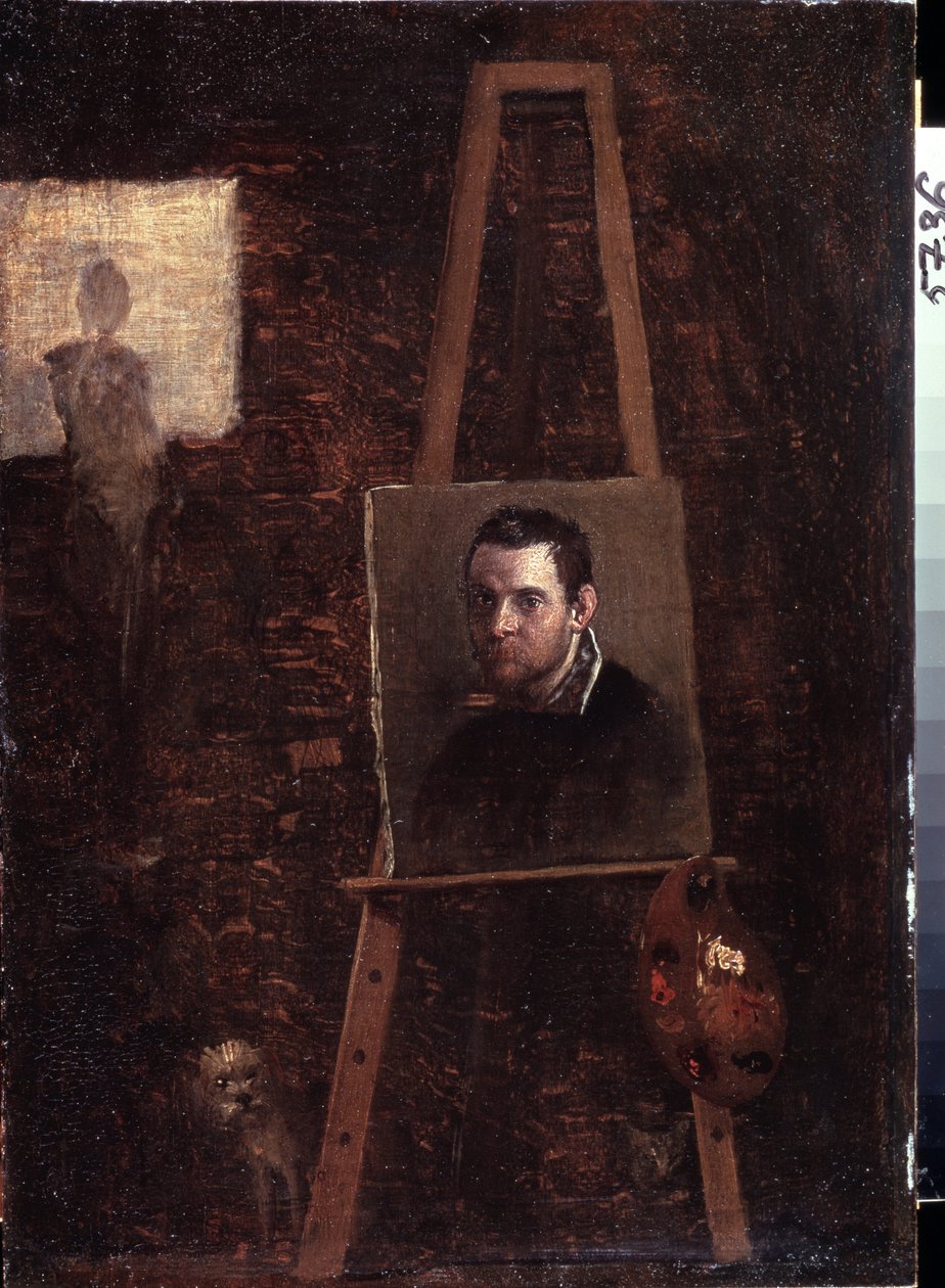Omakuva maalaustelineessa, 1603-04 tekijältä Annibale Carracci