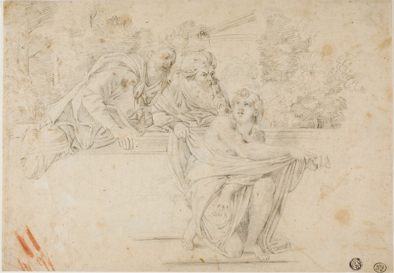 Susanna ja vanhimmat (recto); Naisen profiilipäällikkö (käänteinen) tekijältä Annibale Carracci