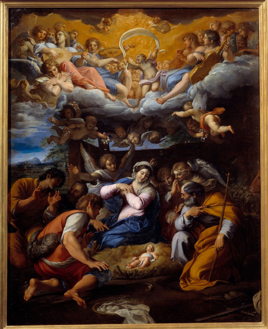 Annibale Carraccin tai Annibal Carrachen maalaus The Adoration of Shepherds (1560-1609) tekijältä Annibale Carracci