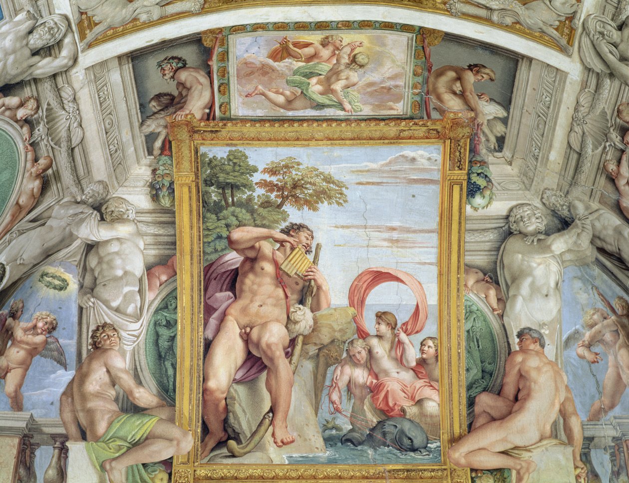 Galleria Carracci Carracci-sali yksityiskohta Polyfemoksen ja Galatean freskosta, 1597-1604. tekijältä Annibale Carracci