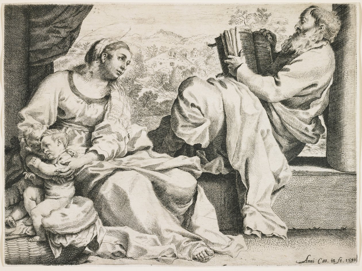 Pyhä perhe Pyhän Johannes Kastajan kanssa, 1590 tekijältä Annibale Carracci