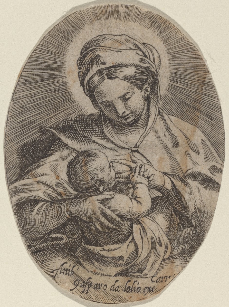 Madonna imettää Kristus-lapsia tekijältä Annibale Carracci