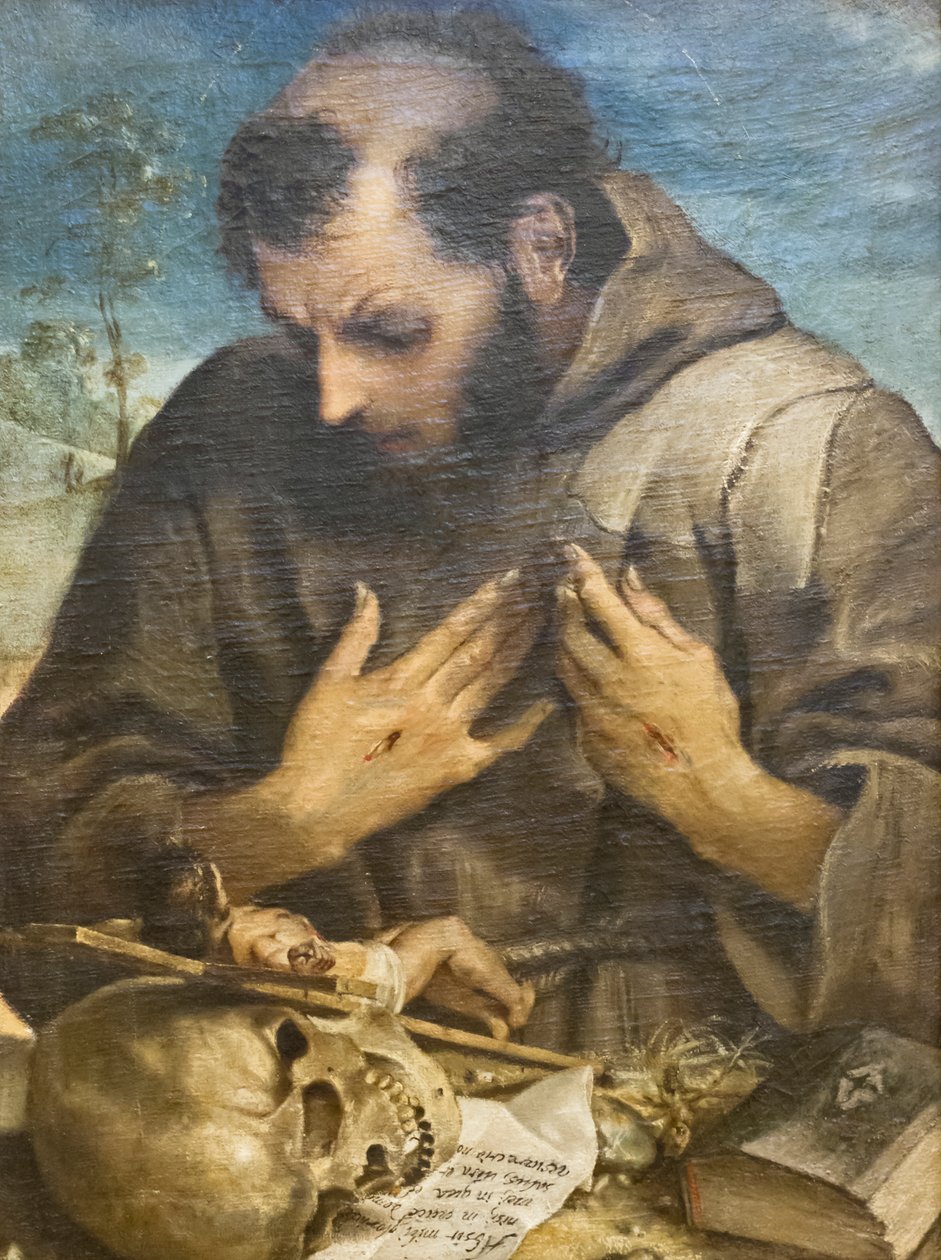 The Peniten St Francis, n. 1585 (öljy kankaalle) tekijältä Annibale Carracci
