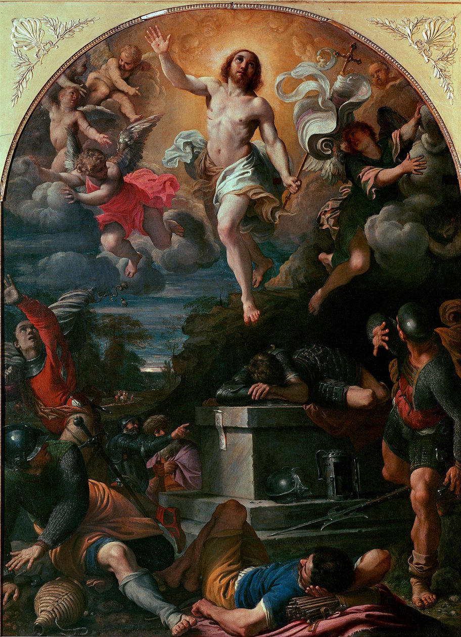 Annibale Carraccin (Carrache) (1560-1609) maalaus Kristuksen ylösnousemus 1593 su. 217x160 cm Pariisi, Musee du Louvre tekijältä Annibale Carracci