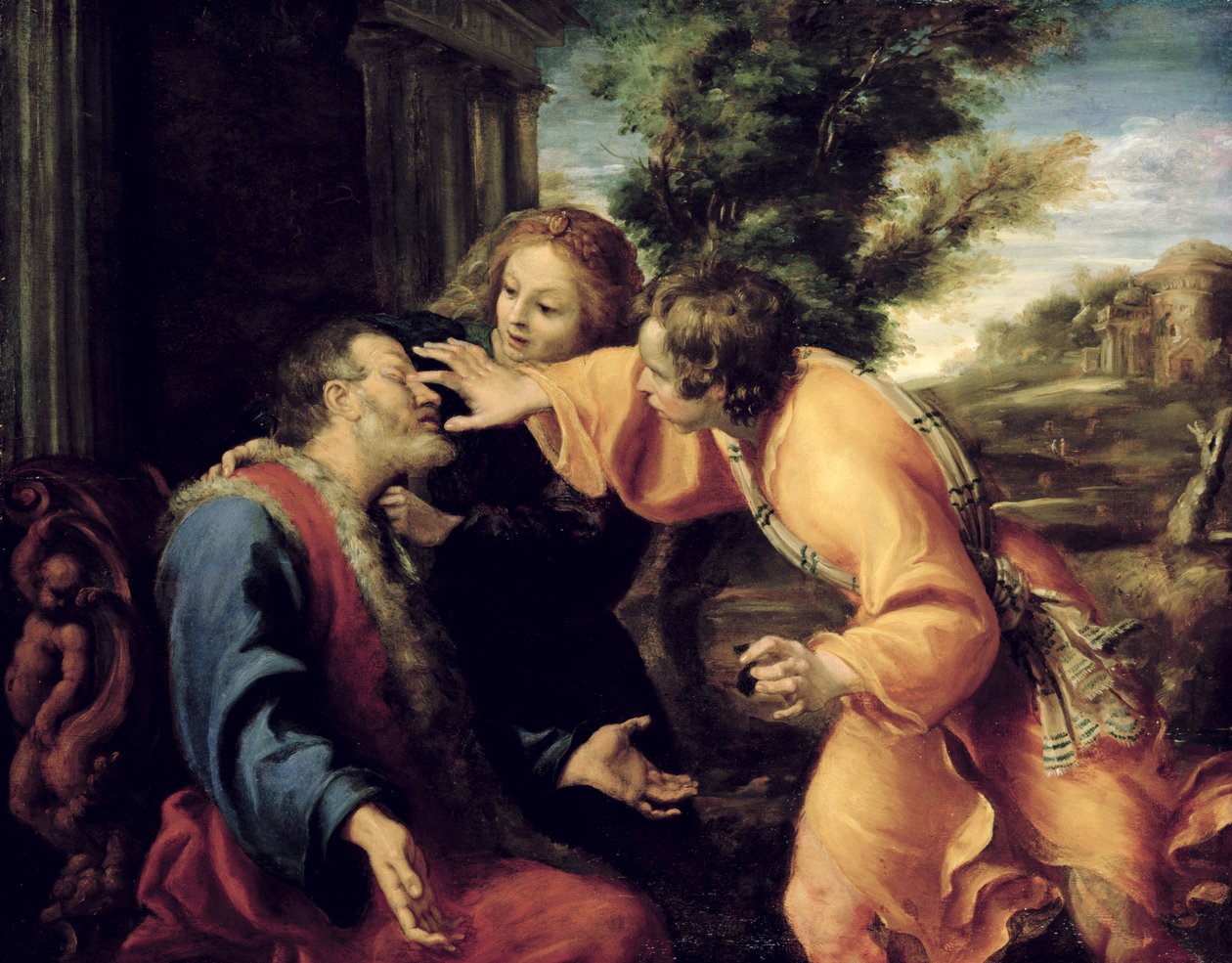 Nuori Tobias parantaa sokean isänsä, n. 1600 tekijältä Annibale Carracci