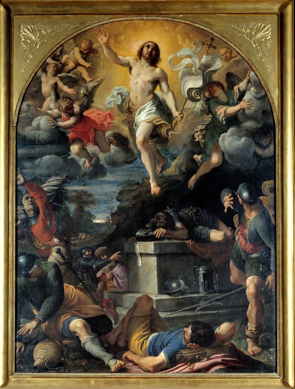 Kristuksen ylösnousemus. Annibal Carracci Dit Carrachen maalaus (1560-1609) tekijältä Annibale Carracci