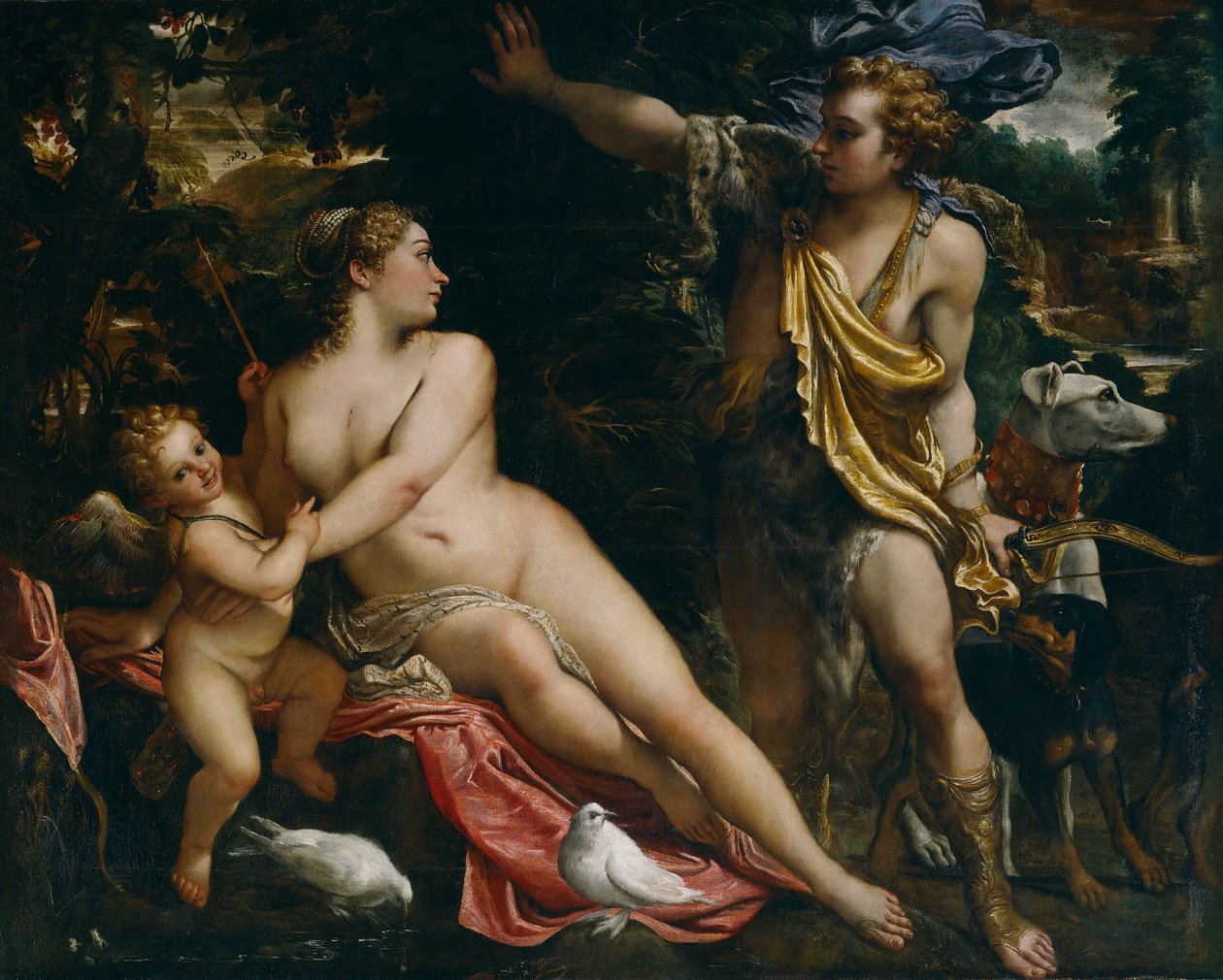 Venus, Adonis ja Cupid, n. 1590 tekijältä Annibale Carracci