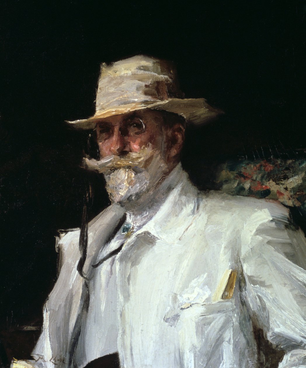 Muotokuva William Merritt Chasen, yhdysvaltalaisen impressionistisen taidemaalarin, vuodelta 1910 tekijältä Annie Traquair Lang
