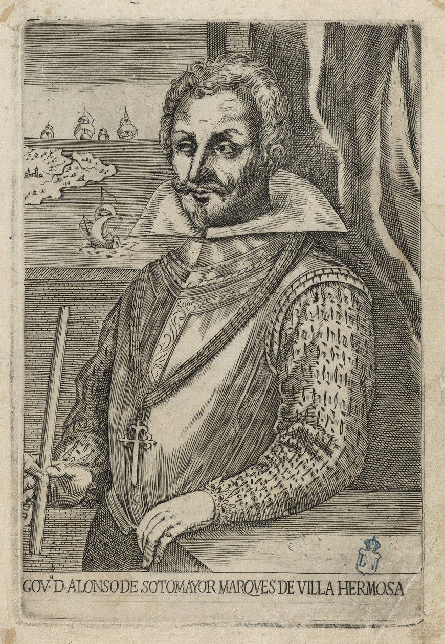 Alonso de Sotomayor, Gobernador de Chile. Aguafuerte y buril tekijältä Anónimo italiano