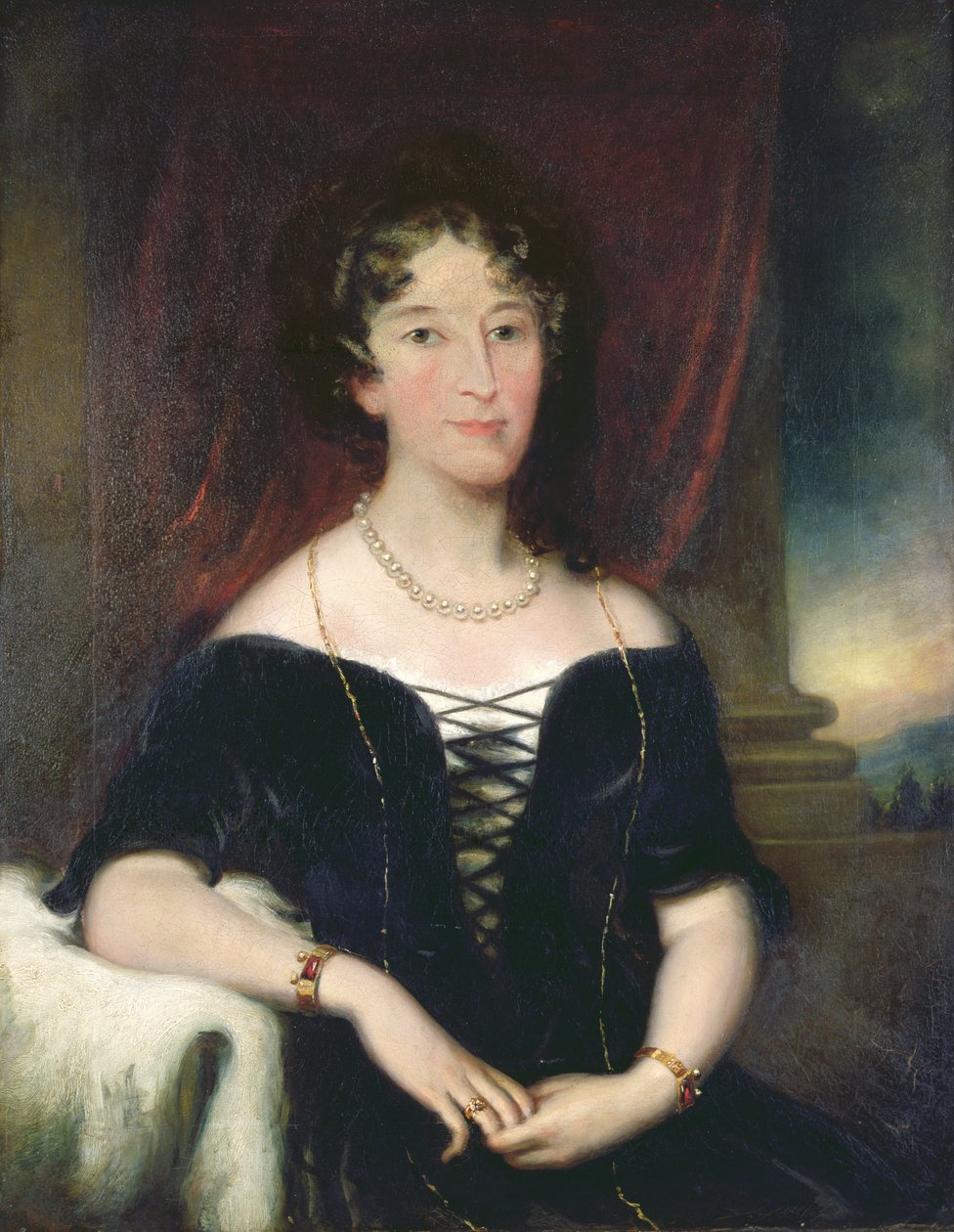 Elizabethin (1766-1850) muotokuva, Australian villateollisuuden perustajan John Macarthurin vaimo, n. 1820 tekijältä Unbekannt Unbekannt