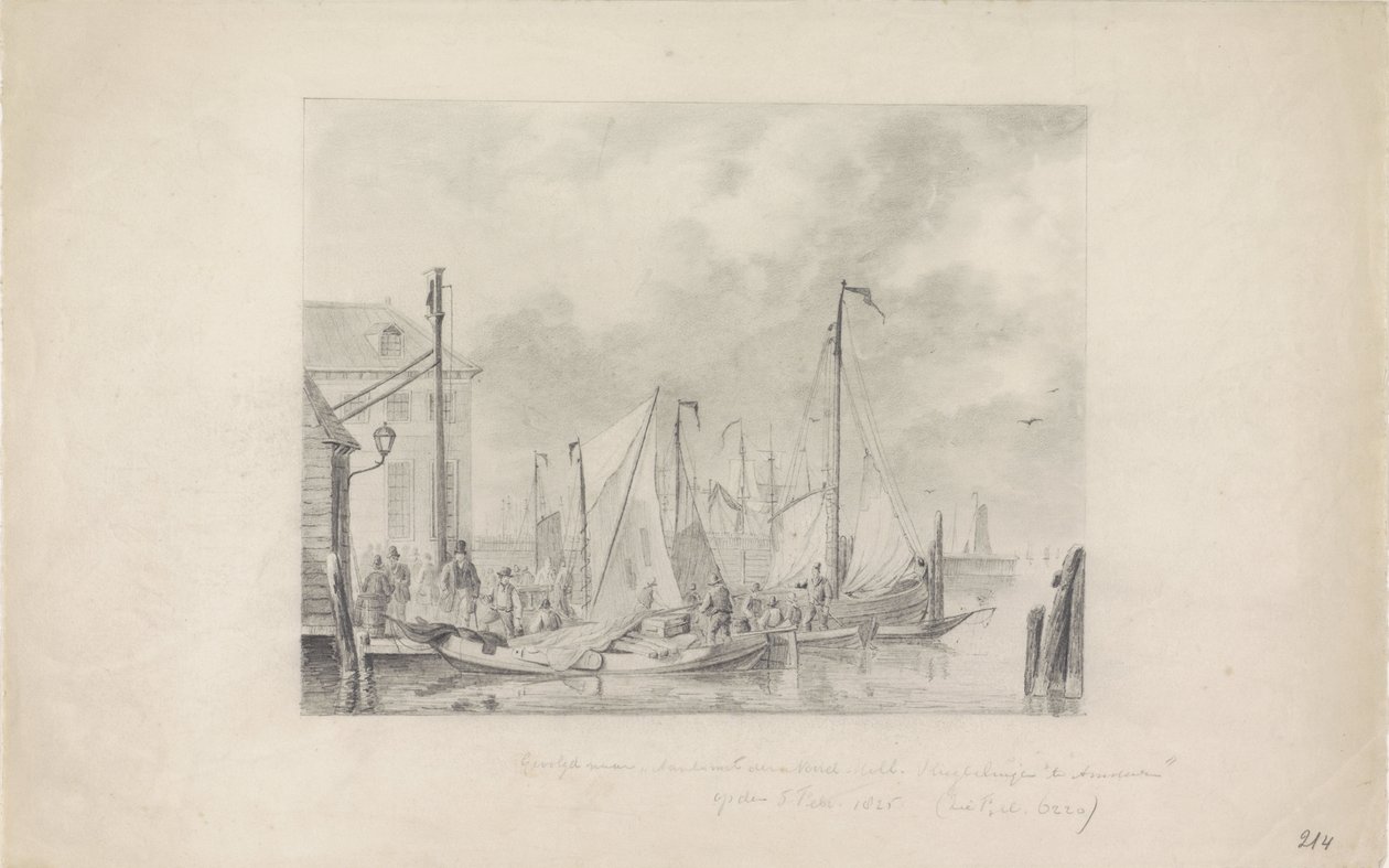 Pakolaisten saapuminen Amsterdamiin ennen tulvaa, 1825 tekijältä Anonymous