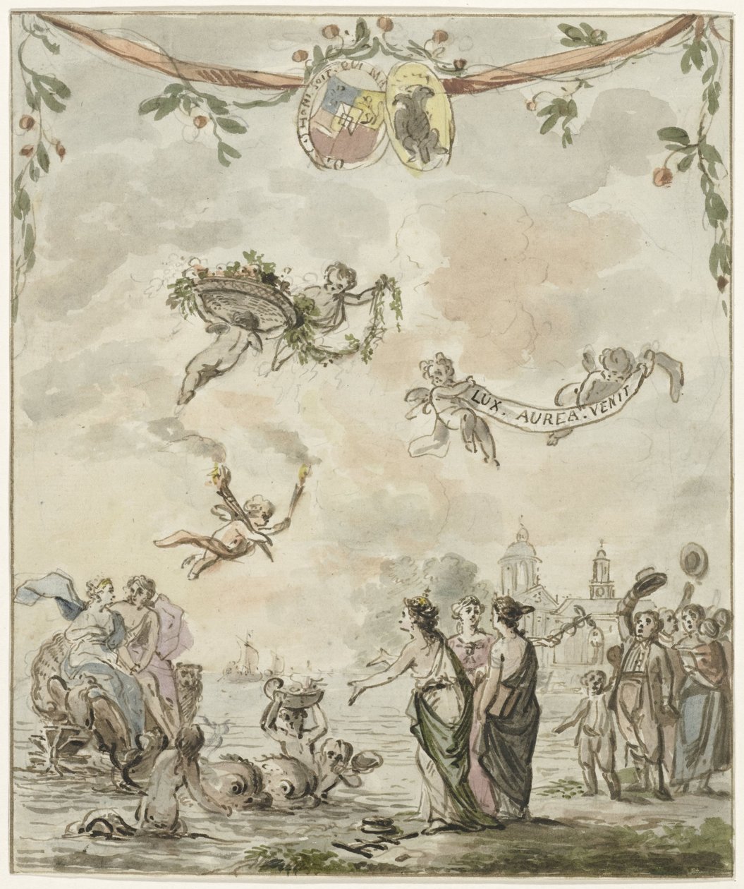 Al·legoria de la visita del príncep i la princesa a Amsterdam, 1768 tekijältä Anonymous