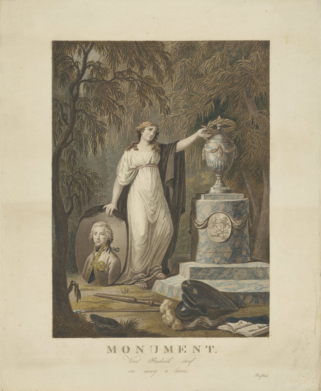 Orange-Nassaun prinssi Frederikille, 1799, allegorinen hautausmuistomerkki tekijältä Anonymous