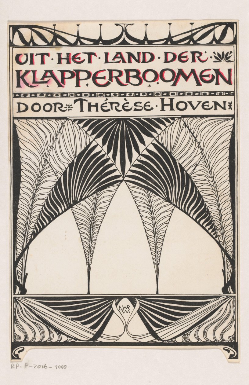 Sidontasuunnittelu: Thérèse Hoven, Uit het land der Klapperboomen, 1897 tekijältä Anonymous