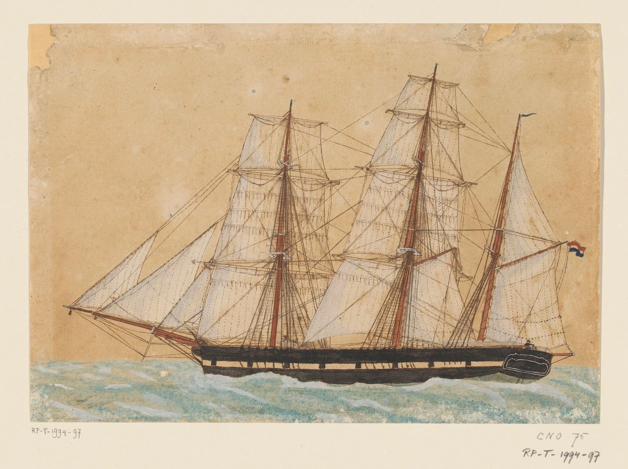 Haukkua merellä Proomulaiva "Deshima", joka ylitti Biafran keulan 1. marraskuuta 1858 tekijältä Anonymous