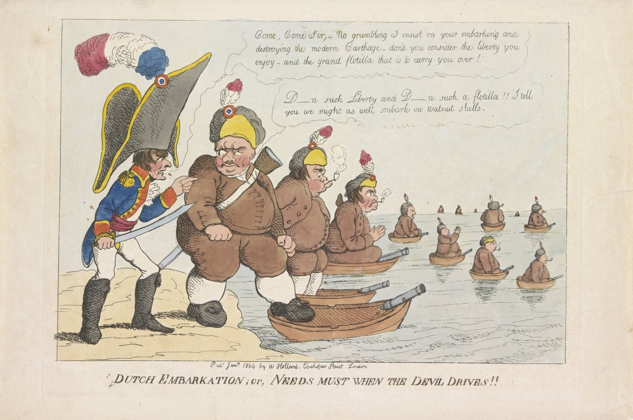 Bataafse vloot, 1804 hollantilainen alukseen; tai tarvitsee, kun paholainen ajaa!! (otsikko esineessä) tekijältä Anonymous