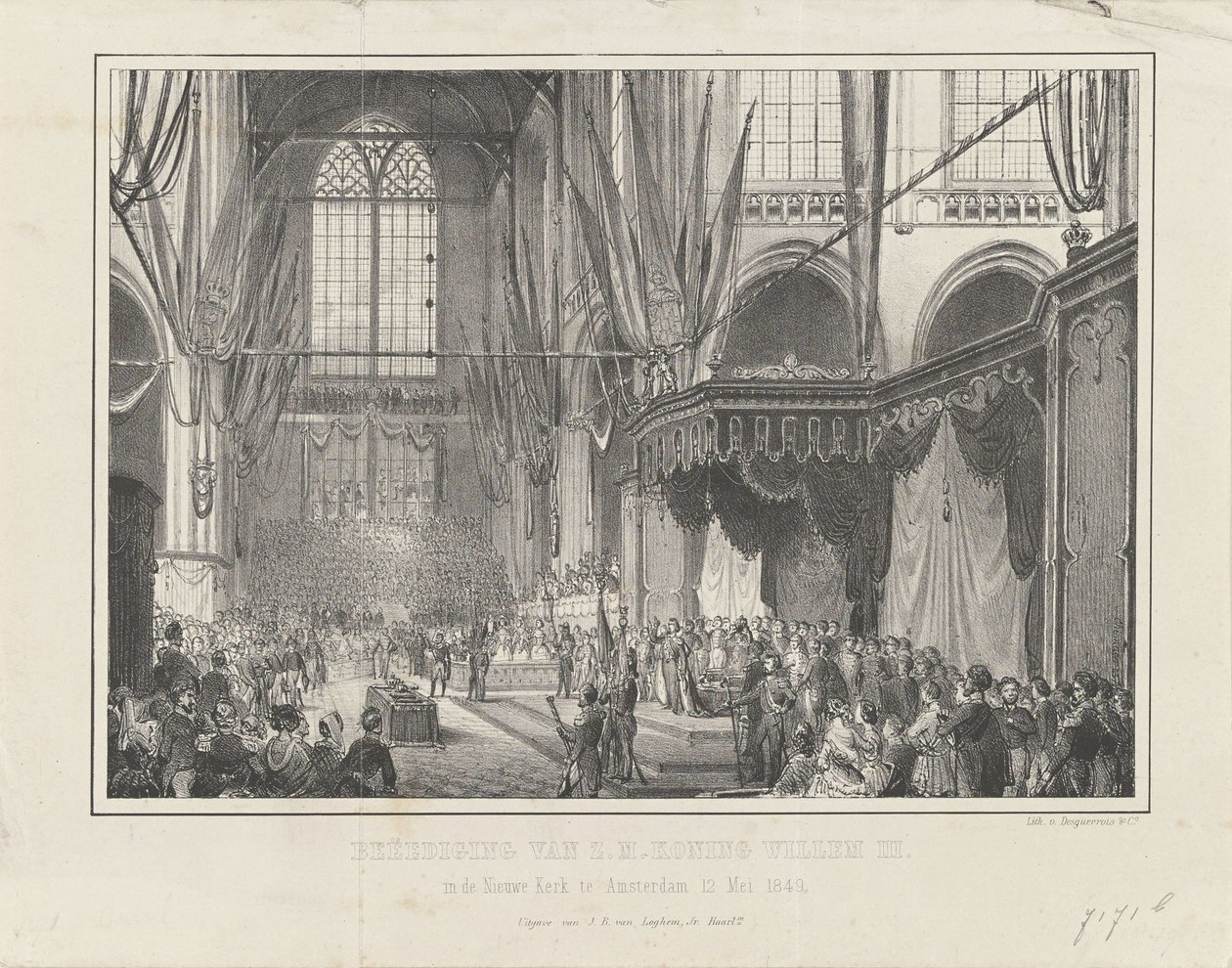 H.M. King William III:n vannominen. Nieuwe Kerkissä Amsterdamissa 12. toukokuuta 1849 (otsikko esineessä) tekijältä Anonymous