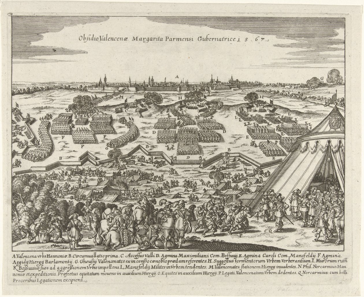 Beleg van Valenciennes, 1567 Valencena Margarita Parmesi Gubernatricen piiritys 15.67 (otsikko esineessä) tekijältä Anonymous