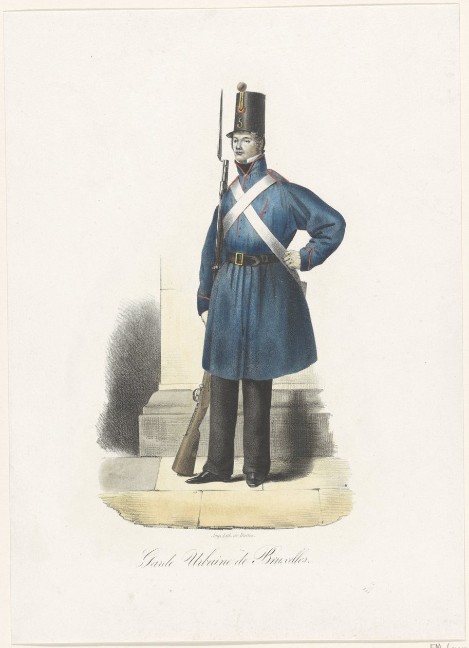 Belgian kaupungin vartija, 1830 Garde Urbaine de Bruxelles (otsikko esineessä) tekijältä Anonymous