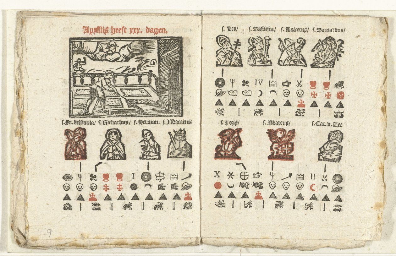 Sivut, joissa on ennuste huhtikuulle 1712 tekijältä Anonymous