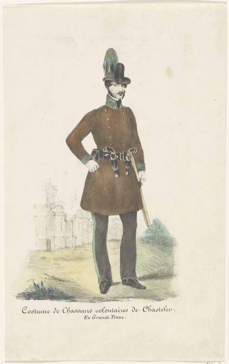 Marquis de Chastelerin metsästäjä, 1830 Chasteler Voluntary Hunters -asu, koko univormu (nimi esineessä) tekijältä Anonymous
