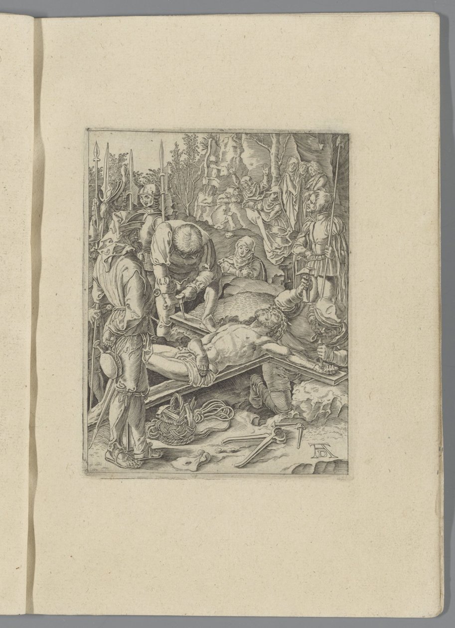 Kristus naulittiin ristille The Little Passion (sarjan nimi) Passio Christi Ab Alberto Durer Nurenburgensi Effigiata (sarjan nimi) tekijältä Anonymous