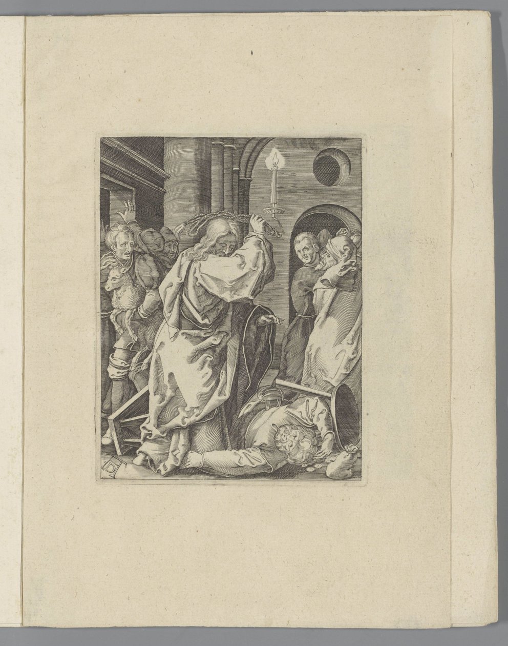 Kristus ajaa rahanvaihtajat ulos temppelistä The Little Passion (sarjan nimi) Passio Christi Ab Alberto Durer Nurenburgensi Effigiata (sarjan nimi) tekijältä Anonymous