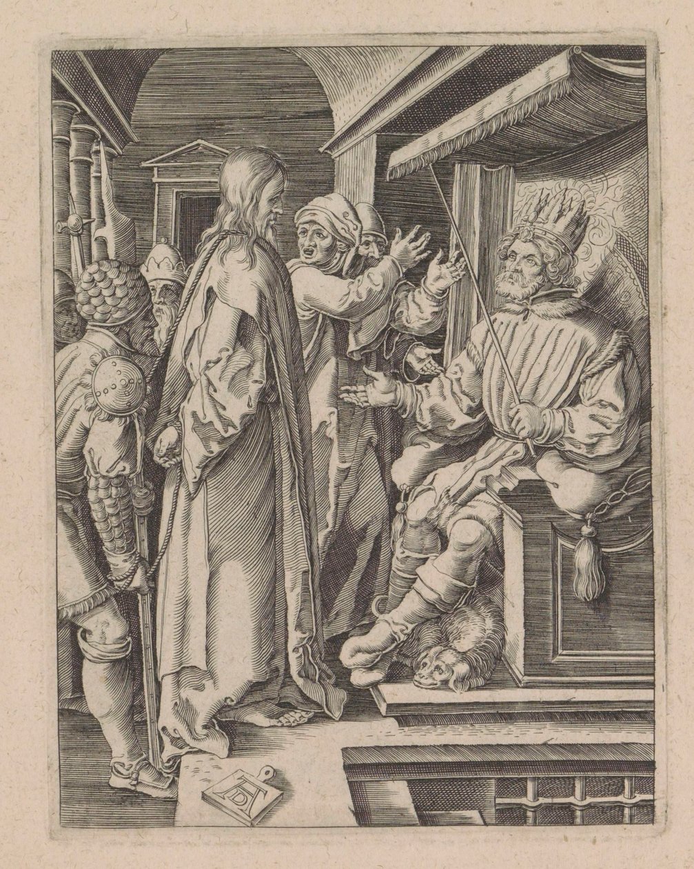 Kristus Herodekselle De kleine Passie (sarjan nimi) Nürnbergin Albert Durerin kuvaama Kristuksen kärsimys tekijältä Anonymous