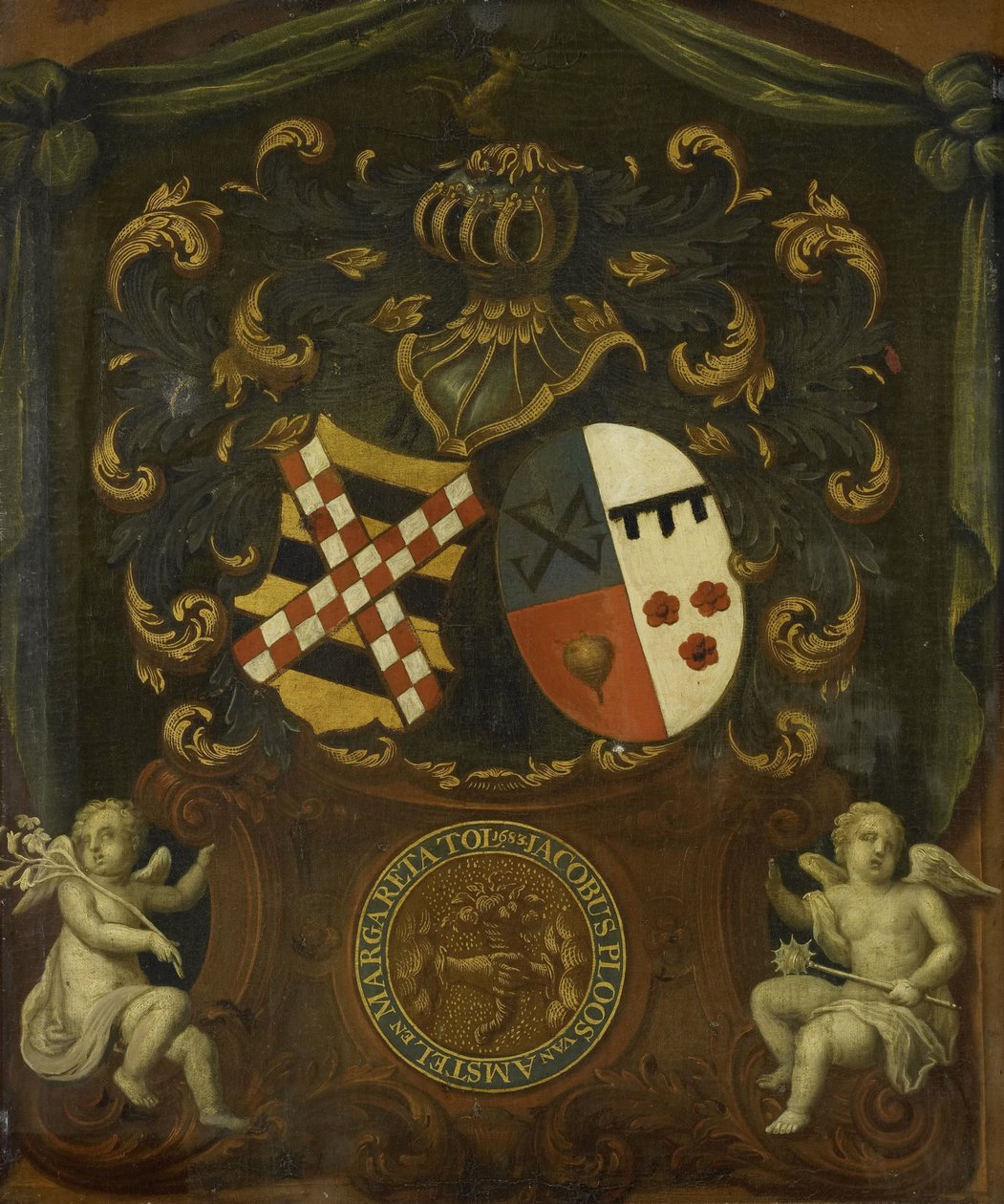 Jacob Ploos van Amstelin ja Margareta Tolin liittouma-aseet, 1683 tekijältä Anonymous